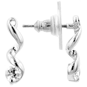 Dainty Squiggle Round Cut Solitaire Blue Luster Diamond Earrings Dainty Squiggle Round Cut Solitaire Blue Luster Diamond Earrings
